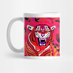 the magical tiger of the lunar new year in china in ecopop pattern art Mug